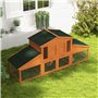 PawHut Clapier Cage à Lapins rongeurs XXL 2 étages 2 enclos tiroir déjection 2,25L x 0,70l x 1H m Bois Massif pin