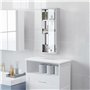 kleankin Armoire à Pharmacie 2 étagères 3 Niveaux 20L x 12l x 58H cm Porte Verre trempé Symbole Croix Acier INOX.