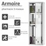 kleankin Armoire à Pharmacie 2 étagères 3 Niveaux 20L x 12l x 58H cm Porte Verre trempé Symbole Croix Acier INOX.