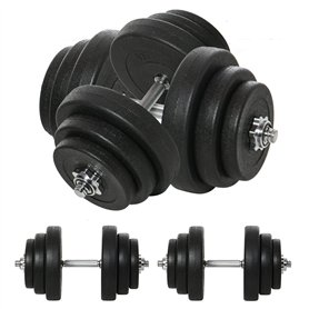 HOMCOM Ensemble d'haltères Courtes Total 36 Kg - Dumbbell Paires -Poids réglable - Barres incluses - Entraînement Musculaire & h