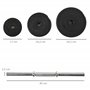 HOMCOM Ensemble d'haltères Courtes Total 36 Kg - Dumbbell Paires -Poids réglable - Barres incluses - Entraînement Musculaire & h
