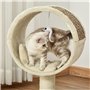 PawHut Arbre à Chat en Cercle avec griffoir en Jute et Jouet de Souris Coussin en Peluche Doux en Panneaux de Particules 40 x 30