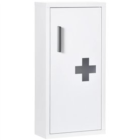 kleankin Armoire à Pharmacie Armoire à médicaments Murale 2 étagères 3 Niveaux avec Porte aimantée métal 30 x 12 x 60 cm Blanc