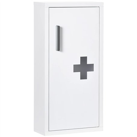 kleankin Armoire à Pharmacie Armoire à médicaments Murale 2 étagères 3 Niveaux avec Porte aimantée métal 30 x 12 x 60 cm Blanc