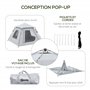 Outsunny Tente de Camping Tente Pop up avec Porche légère 2-3 pers. Tente dôme étanche légère ventilée Facile à Monter Crochet d