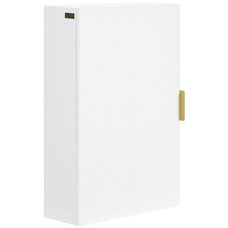 kleankin Armoire Murale de Salle de Bain- Meuble de Rangement - avec étagère réglable - dim. 40L x 15l x 60H cm Blanc