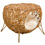 PawHut Panier Niche Maison pour Chat sur Pied en rotin avec Coussin épais dim. Ø 40 x 32 cm Marron Clair