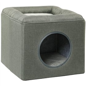 PawHut Maison Niche pour Chat 2 Niveaux avec Coussin Moelleux en Peluche - 36