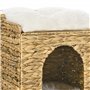 PawHut Maison à Chat Niche pour Chat à 2 Niveaux avec 2 Coussins en Jacinthe d'eau - 37,5 x 37,5 x 41,5 cm Marron, crème