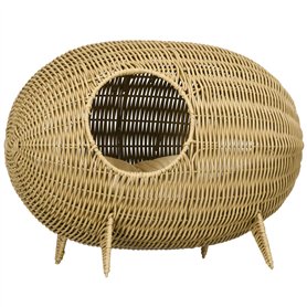 PawHut Niche pour Chat lit pour Chat Panier Chat masion de Chat en résine tresée Imitation rotin Grotte à Chats Grand Confort di