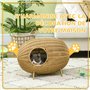PawHut Niche pour Chat lit pour Chat Panier Chat masion de Chat en résine tresée Imitation rotin Grotte à Chats Grand Confort di