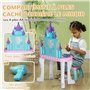 AIYAPLAY Ensemble de Coiffeuse pour Enfants 18 PCS avec Miroir et Tabouret, Table de Maquillage Design château avec lumière, Mus