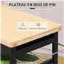 HOMCOM Chariot de service avec plateau en bois massif, desserte de cuisine avec roues, 74 x 37 x 76 cm, noir