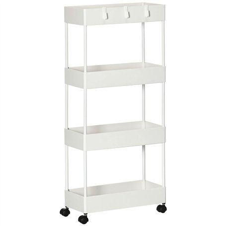 HOMCOM Desserte Chariot de Rangement 4 Niveaux
