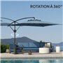 Outsunny Parasol déporté carré 3 x 3 m, parasol de jardin extérieur avec manivelle, base croisée, parasol inclinable et rotation