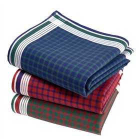 Mouchoirs Tissu Homme Premium 100% Coton Peigné - 45cm x 45cm - 3 Pièces - Modèle A15