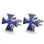BOBIJOO JEWELRY - Boutons de Manchette Croix pattée des templiers Métal argenté et émail bleu