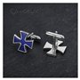 BOBIJOO JEWELRY - Boutons de Manchette Croix pattée des templiers Métal argenté et émail bleu
