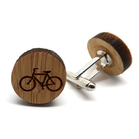 BOBIJOO Jewelry - Paire Boutons de Manchette en Bois Nature Vélo Cyclo Bobo Ecolo Accessoire Homme