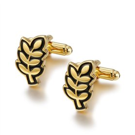 BOBIJOO JEWELRY - Paire de Boutons de Manchette Or Noir Branche d'Acacia Franc Maçonnerie Amour de Dieu