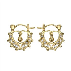 BOBIJOO JEWELRY - Petites boucles d'oreilles Savoyardes 15mm Bébé Enfant Or Diamant