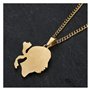 BOBIJOO Jewelry - Pendentif Tête de Maure en Acier Inoxydable Doré Or Fin avec Chaîne de 60cm, 30x30mm - Bijou Symbolique Corse,