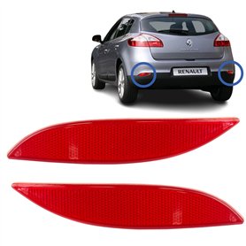 2 catadioptres compatibles pour Megane 3 (5 portes) et Fluence (2012-2020) réflecteurs arrière gauche + droit | Pare-chocs arriè