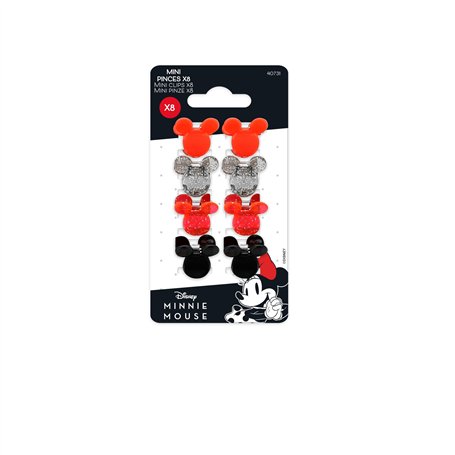 DISNEY Minnie Mouse - Lot de 8 Pinces à Cheveux Mickey & Minnie - Cheveux Fins - Produit Officiel Disney