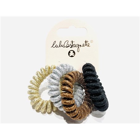 Lulu Castagnette - Lot de 4 Elastiques pour Cheveux - Élastiques à Cheveux en Spirale - Elastiques à Cheveux Sans Trace - Tous T