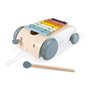 Janod - Xylo Roller en Bois Sweet Cocoon - Jouet 2 en 1, Xylophone en Bois à Tirer - Roues Silencieuses - Design Unique en Bois 