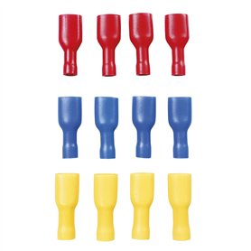OROK - Coffret de 12 cosses électriques pour Voiture - Lot de 12 cosses Plate Femelle isolée - ⌀ 6.3mm - Rouge