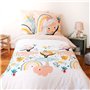 CÔTE DECO Parure de lit Enfant Réversible Licorne et Danseuse Rose Housse de Couette 140x200cm + 1 taie d'oreiller 63x63cm