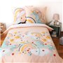 CÔTE DECO Parure de lit Enfant Réversible Licorne et Danseuse Rose Housse de Couette 140x200cm + 1 taie d'oreiller 63x63cm
