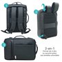 Waytex 71056 Sacoche - Sac à Dos Multifonction (2 en 1) pour Ordinateur 15,6’’ USB et Serrure Bi matière Tissu Oxford Chiné et P