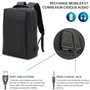 Waytex 71070 Sac à Dos confort Ordinateur 15 pouces et tablette Documents avec port USB et Audio Jack - Imperméable - Noir