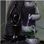 Fontaine d’Intérieur Cascade 4 Niveaux Mur d'eau Roche, Fontaine Zen Femme Yoga Lumière LED Coloré, Décoration Ambiance Relaxant