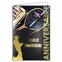 Carte ANNIVERSAIRE en Or Doré Brillant pour Pêcheur à la ligne Canne Moulinet épuisette Appâts Poissons Animaux Nature Livrée av