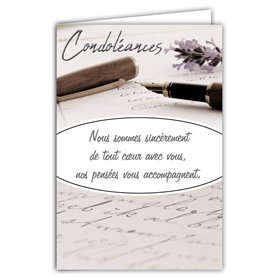 64-1044-A Carte Sincères Condoléances avec Enveloppe Blanche - Argenté Brillant Nous Sommes avec Vous Nos Pensées Vous Accompagn