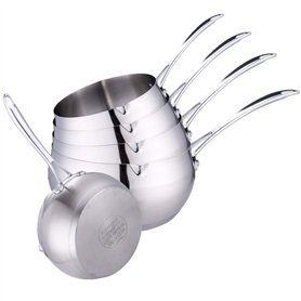 Kamberg - Batterie 5 Casseroles inox 12 / 14 / 16 / 18 / 20 cm - Acier Inoxydable Haute Qualité - Poignée anti chaleur Argent De