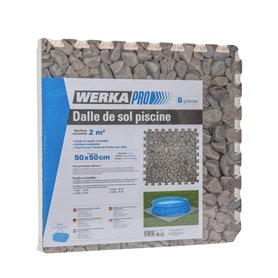 WERKA PRO Dalle pour Piscine imprimé Galet 50x50cm 1cm épaisseur 8 pièces WERKA PRO Dalle pour Piscine imprimé Galet 50x50cm 1cm épaisseur 8 pièces