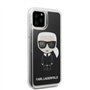 CG MOBILE Karl Lagerfeld Coque de Protection Rigide en TPU pour iPhone 11 Pro avec Lunettes de Soleil liquides, Noir à Paillette