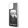CG MOBILE Karl Lagerfeld Coque de Protection Rigide en TPU pour iPhone 11 Pro avec Lunettes de Soleil liquides, Noir à Paillette