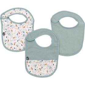 Lot x3 bavoirs - DOMIVA - 6-12 mois - Gaze de coton - Celadon