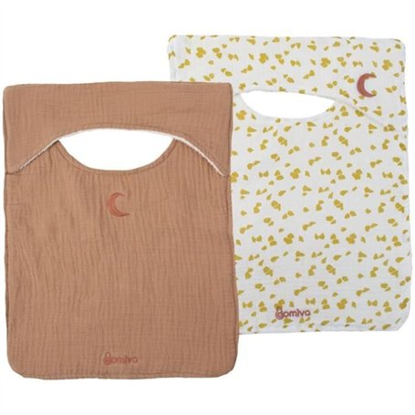 Lot de 2 bavoirs - DOMIVA - Savane - Encolure américaine - Coton doux et absorbant