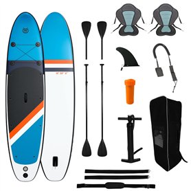 ADRN Paddle Gonflable 2 Personnes Sup Two 12' 32'' 6'' (366x81x15cm) Pack Complet Stand up Paddle avec Dérive Centrale