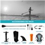 ADRN Paddle Gonflable 2 Personnes Sup Two 12' 32'' 6'' (366x81x15cm) Pack Complet Stand up Paddle avec Dérive Centrale, Pompe, 2