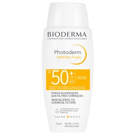 Bioderma Photoderm SPF 50+ pour les peaux allergiques aux filtres chimiques Mineral Fluide 75g