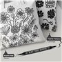 Zenacolor 5 Feutre Textile Permanent Noir à Double Pointe pour Vêtements - Marqueur Textile Permanent pour Personnaliser T-shirt