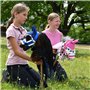 Hobby Horse Ensemble d'accessoires Licol moumoute Rose avec Longe et Bonnet Anti-Insectes Rose pour activité de Hobby Horsing.