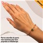 TILOVE - Bracelet en Pierre Naturelle Quartz Rose Lithothérapie pour Femme avec Trèfle Porte Bonheur en Acier Inoxydable. Conçu 